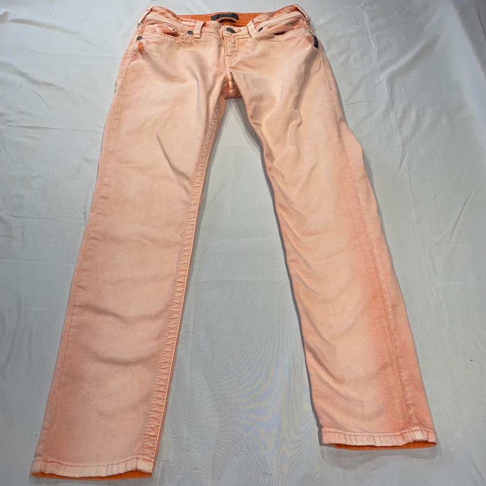Silver Jeans Co Suki Skinny Orange Acid Wash Jeans Womens 29x31 Low Rise Stretch